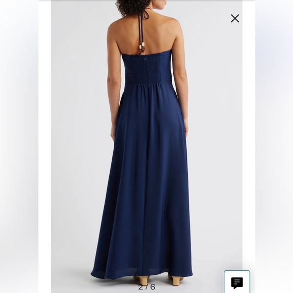 Eliza J Halter Maxi Dress Navy Blue Size 6‎ Elegant Formal Long Gown - Picture 4 of 14